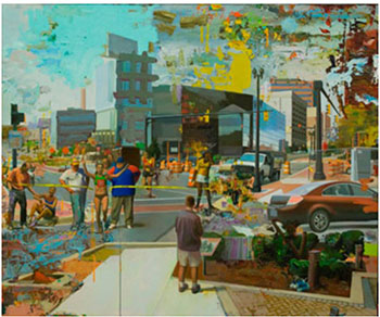Robert McCann, Paths Around Buildings, oil on linen, 66"x54", 2011